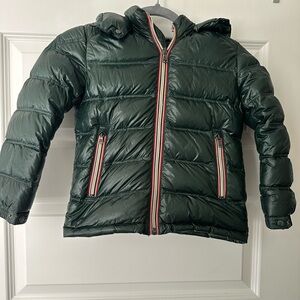Moncler Puffer Children’s Size Age 6 Y Green Full Zip padded Jacket Down Filled